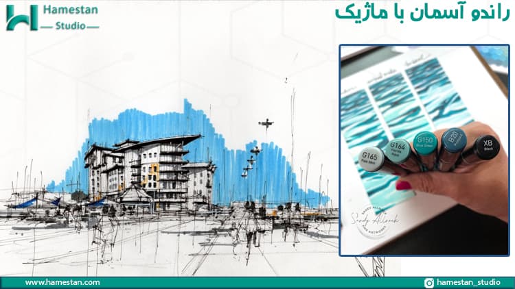 رسم راندو آسمان با ماژیک